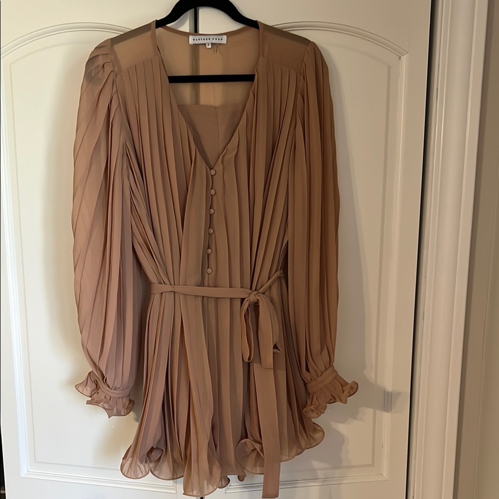 Elegant Beige Pleated Dress